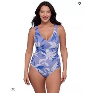 S3 One Piece Swimsuit V-Neck Sculpting Cinched Adjustable Lined UPF 50 (Size XL)